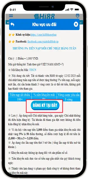 Bước 3: Chọn "Đăng ký tại đây"